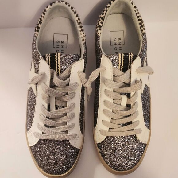 ShuShop Glitter Sneakers Pewter Silver Size 6.5 - Picture 4 of 10